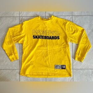Basketball Skateboards Long Sleeve T-shirt - Yellow / Black, Medium